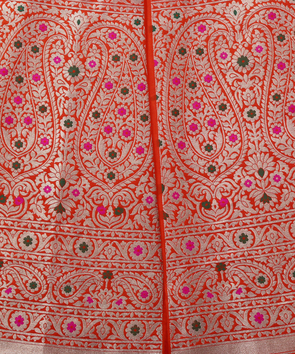 Handloom_Orange_Pure_Katan_Silk_Banarasi_Lehenga_with_Meenakari_Skirt_Border_WeaverStory_05