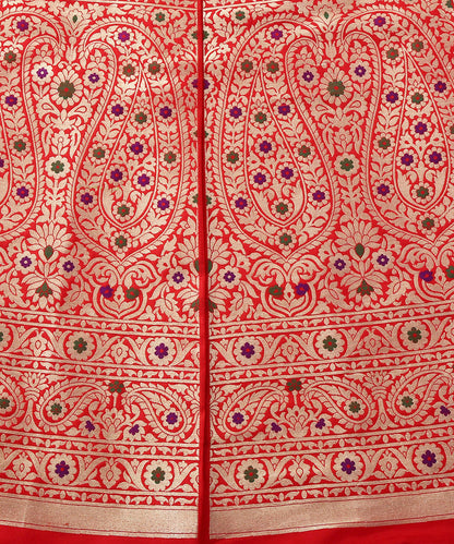 Red_Handloom_Pure_Katan_Silk_Banarasi_Lehenga_with_Meenakari_Skirt_Border_WeaverStory_05