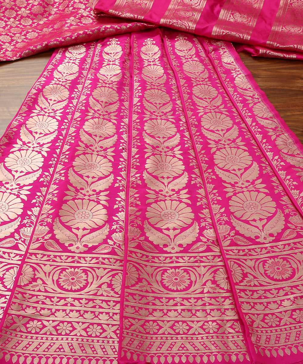 Handloom_Hot_Pink_Pure_Katan_Silk_Banarasi_Lehenga_with_Antique_Zari_Flowers_WeaverStory_03