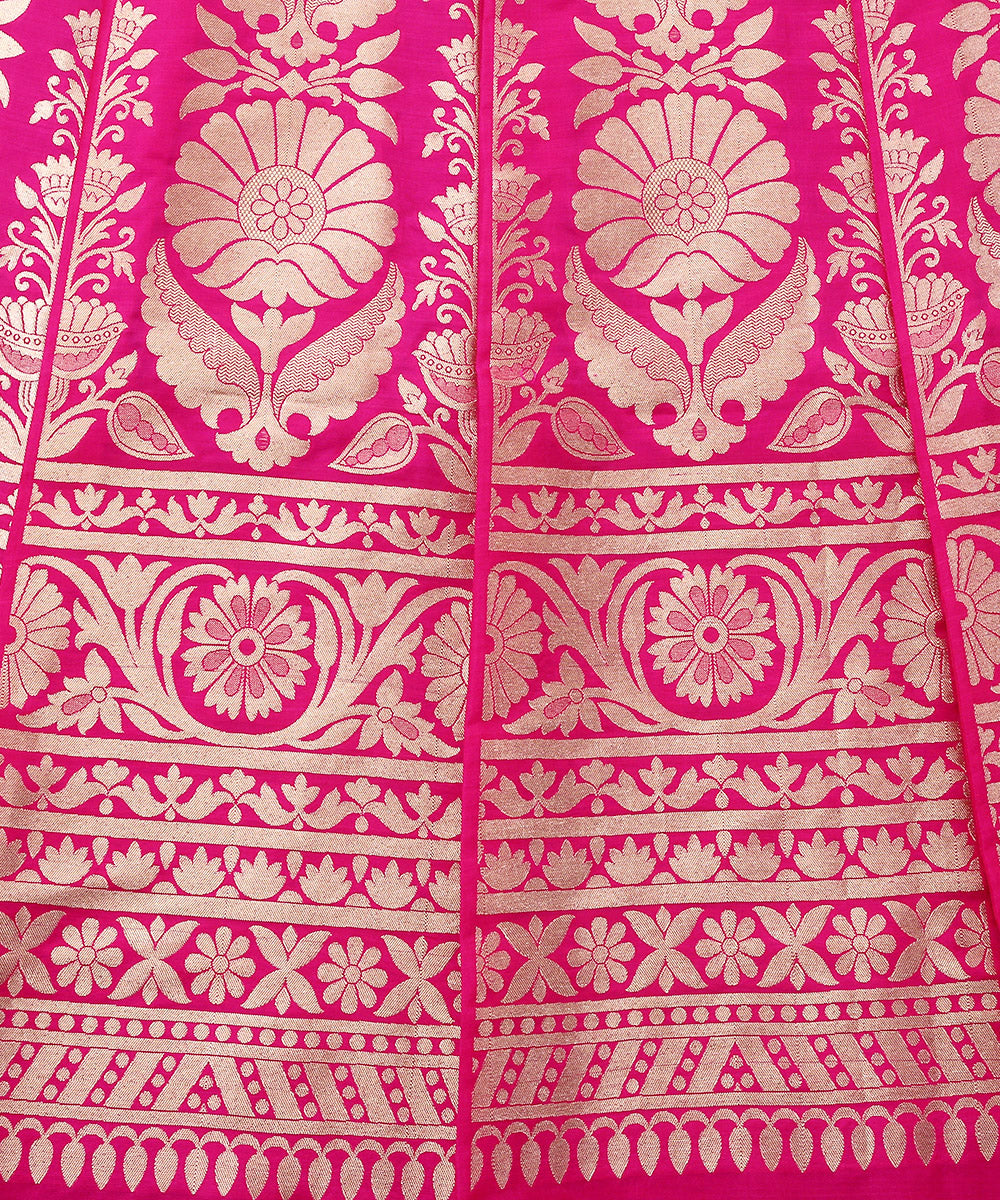 Handloom_Hot_Pink_Pure_Katan_Silk_Banarasi_Lehenga_with_Antique_Zari_Flowers_WeaverStory_05