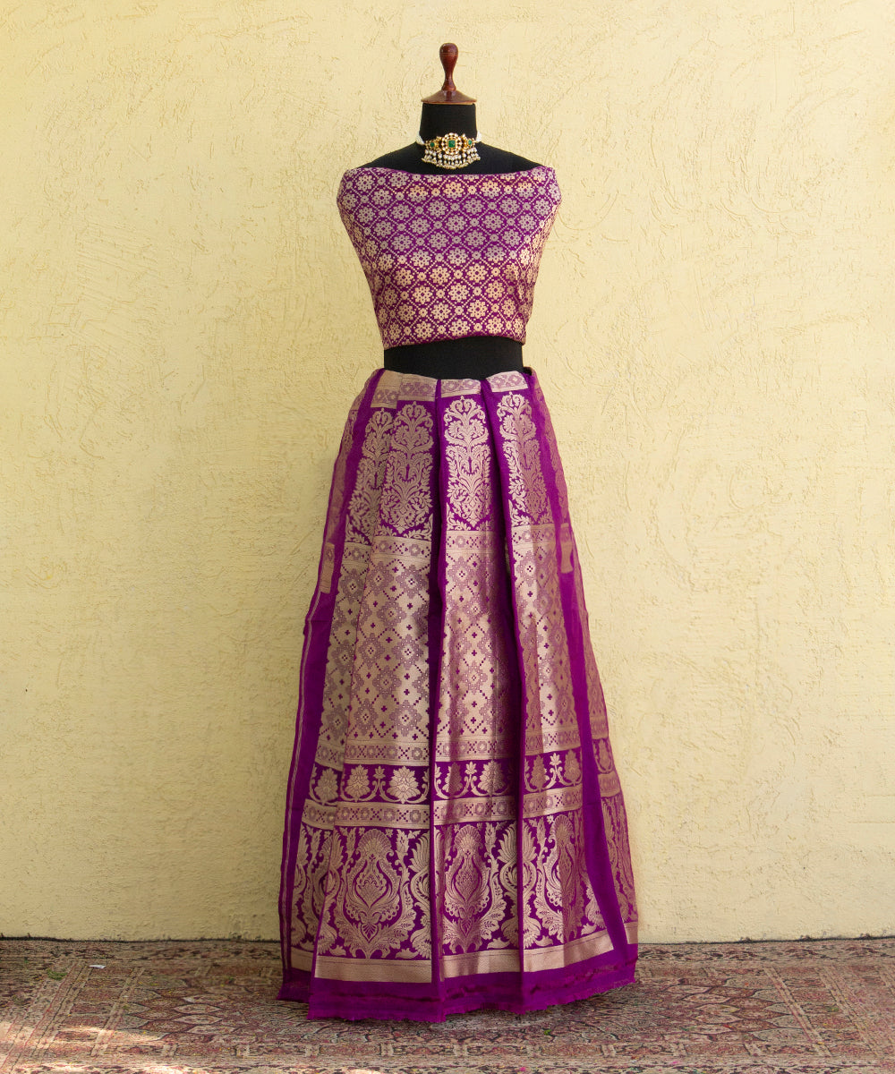 Handloom_Purple_Antique_Zari_Purple_Pure_Katan_Silk_Banarasi_Lehenga_with_Cutwork_Weave_WeaverStory_03