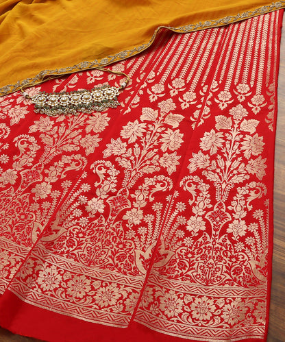 Red_Handloom_Pure_Katan_Silk_Banarasi_Lehenga_with_Antique_Zari_Cutwork_Weave_WeaverStory_02