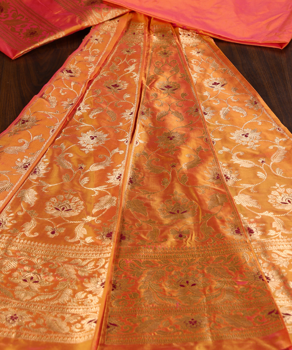 Pink_And_Orange_Dual_Tone_Handloo_Pure_Katan_Silk_Banarasi_Lehenga_With_Meenakari_WeaverStory_02