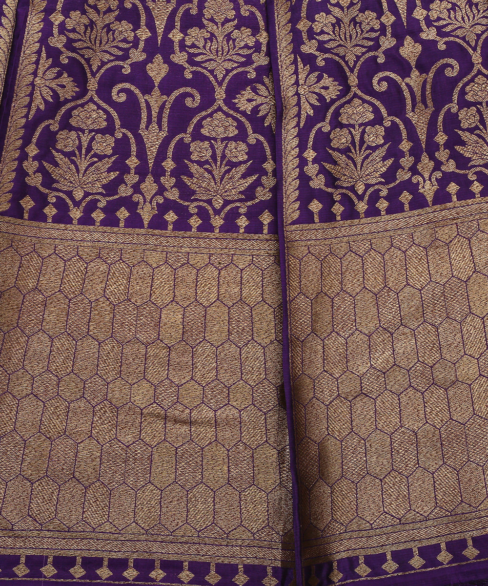 Handloom_Purple_Antique_Zari_Pure_Katan_Silk_Banarasi_Lehenga_WeaverStory_04