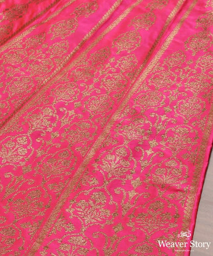 Pink_Handloom_Antique_Zari_Pure_Katan_Silk_Banarasi_Lehenga_WeaverStory_03