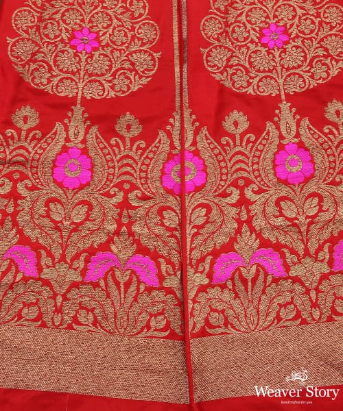 Red_Handloom_Pure_Katan_Silk_Banarasi_Lehenga_with_Antique_Zari_and_Meenakari_WeaverStory_04