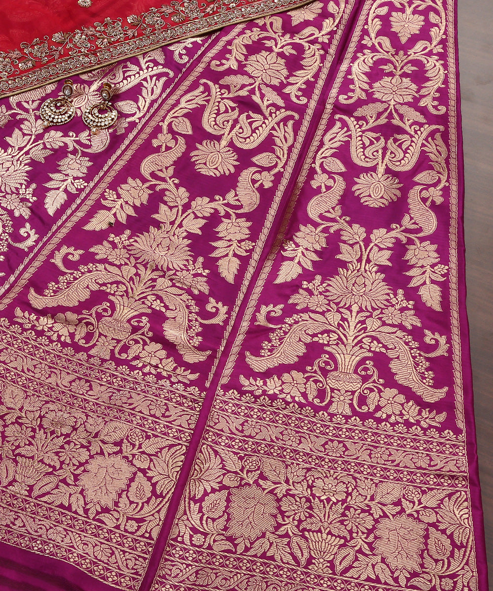 Purple_Handloom_Pure_Katan_Silk_Banarasi_Lehenga_with_Mehraab_Jaal_WeaverStory_01