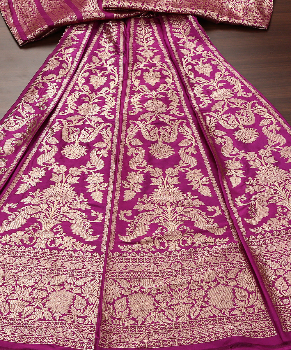 Purple_Handloom_Pure_Katan_Silk_Banarasi_Lehenga_with_Mehraab_Jaal_WeaverStory_02