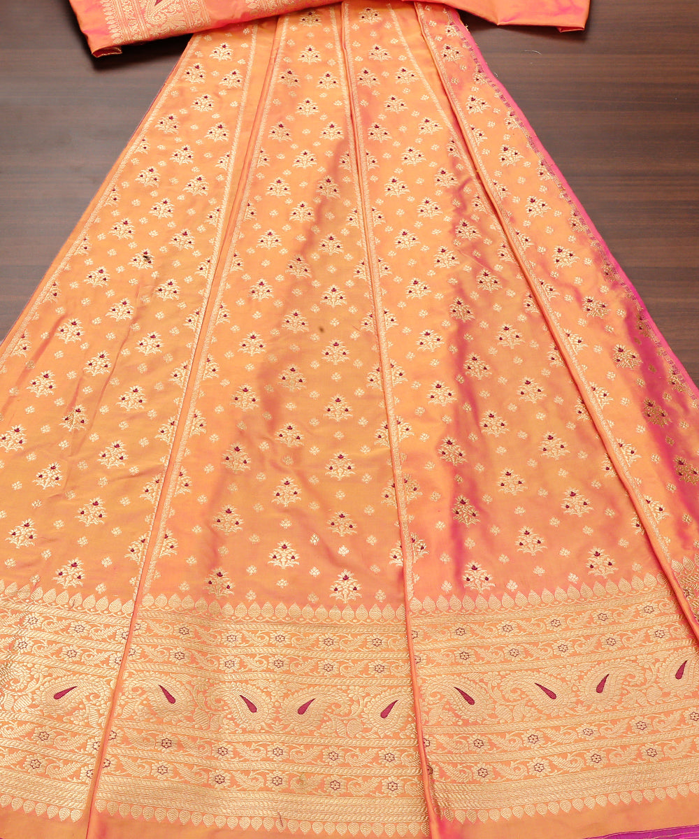 Peach_and_Orange_Handloom_Pure_Katan_Silk_Banarasi_Lehenga_with_Meenakari_WeaverStory_02