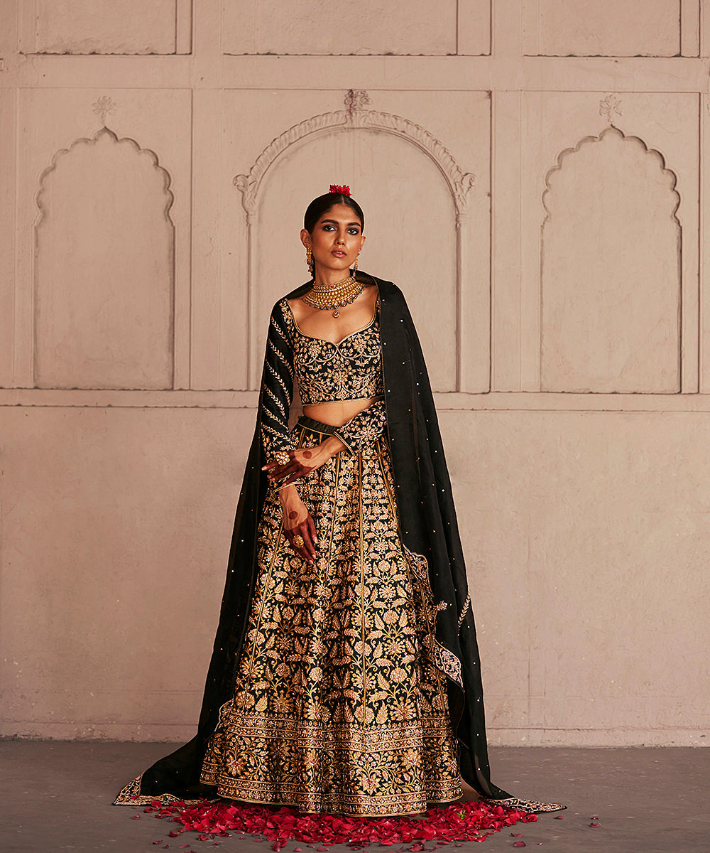 Buy Black Banarasi Lehenga for Women Online from India's Luxury Designers  2024