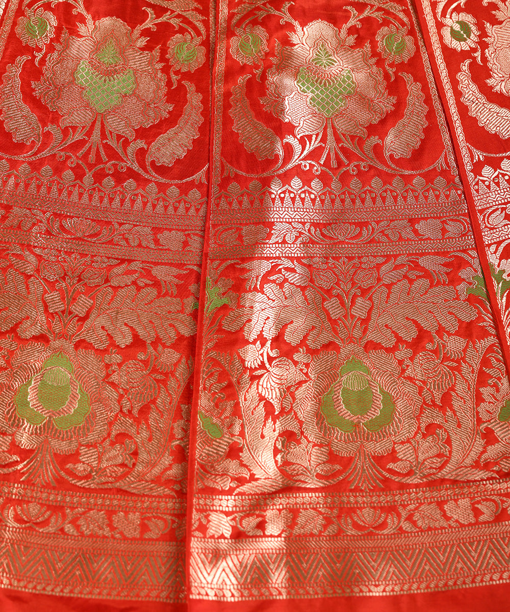 Red_Handloom_Pure_Katan_Silk_Banarasi_Lehenga_With_Cutwork_Weave_WeaverStory_03