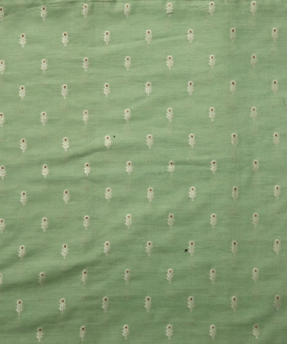 Light_Green_Pure_Mulberry_Silk_Banarasi_Fabric_with_Small_Booti_WeaverStory_02