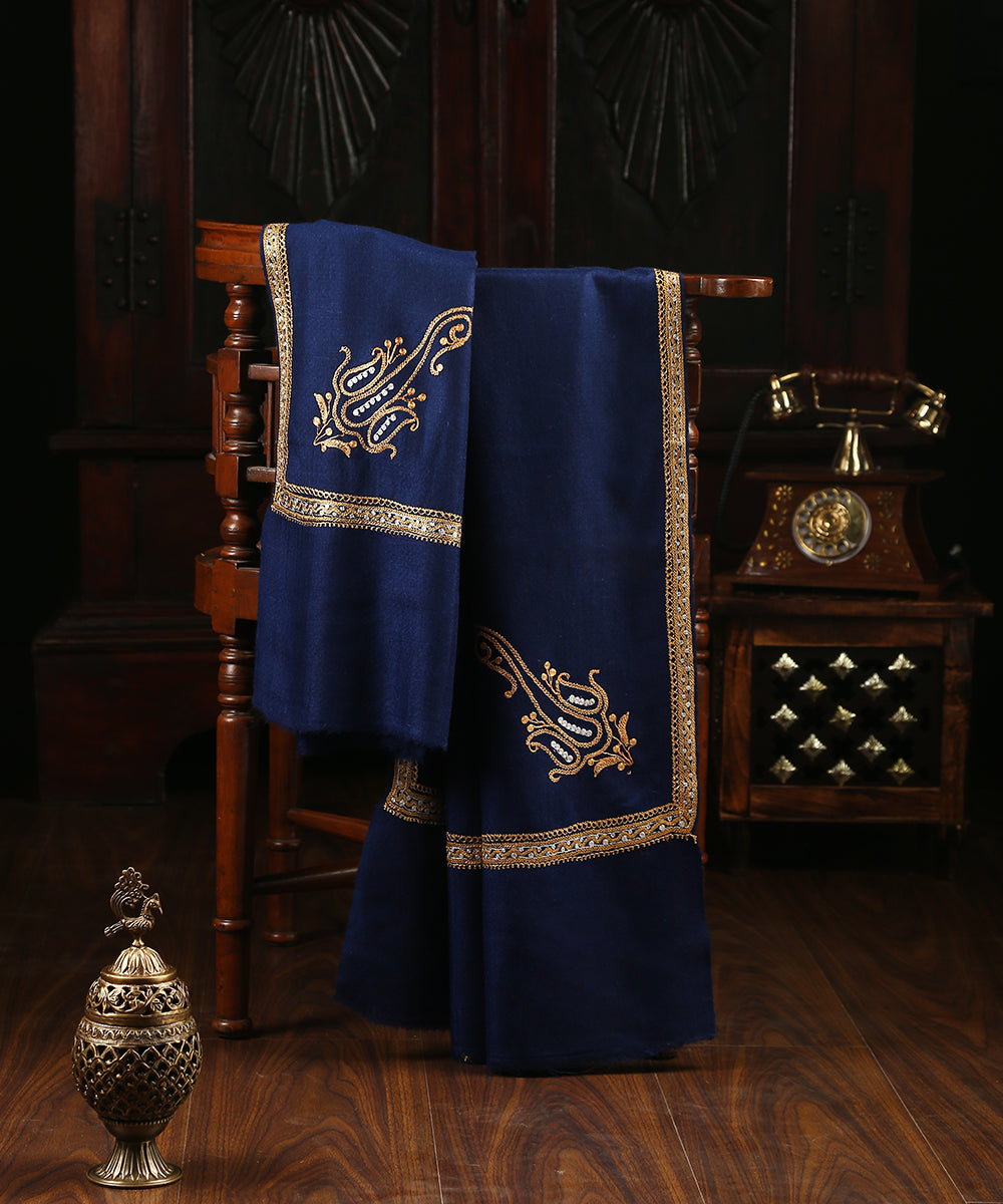 Royal_Blue_Handwoven_Pure_Pashmina_Stole_with_Tilla_Work_WeaverStory_01