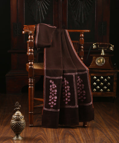Handwoven_Pure_Pashmina_Stole_in_Brown_Color_with_Resham_Embroidery_WeaverStory_01