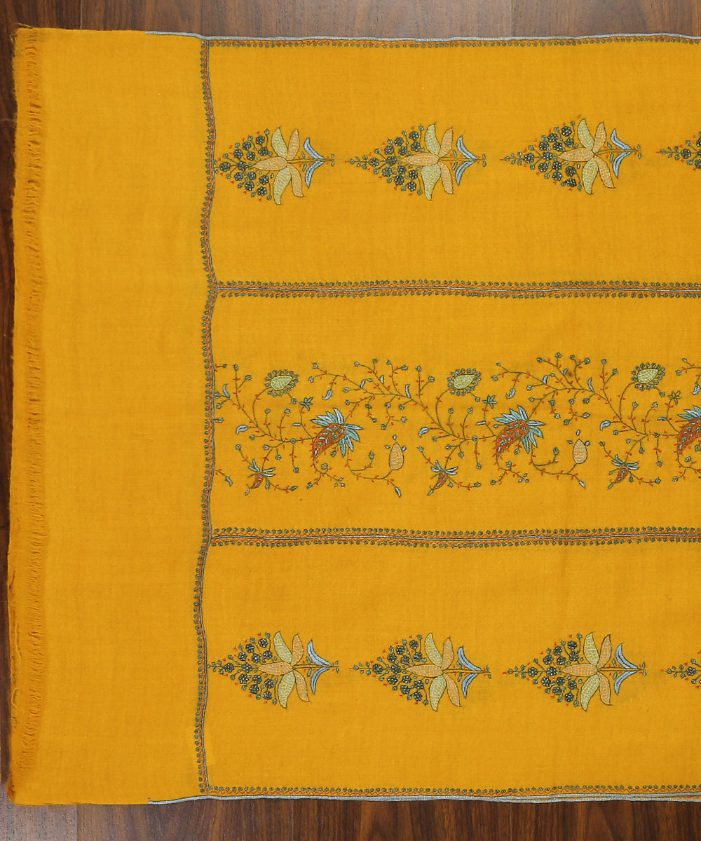 Yellow_Handwoven_Pure_Pashmina_Stole_with_Paper_Mache_and_Sozni_Embroidery_WeaverStory_04