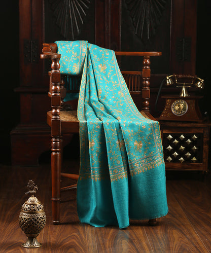 Turquoise_Handwoven_Pure_pashmina_Stole_with_Sozni_Jaal_Embroidery_WeaverStory_01