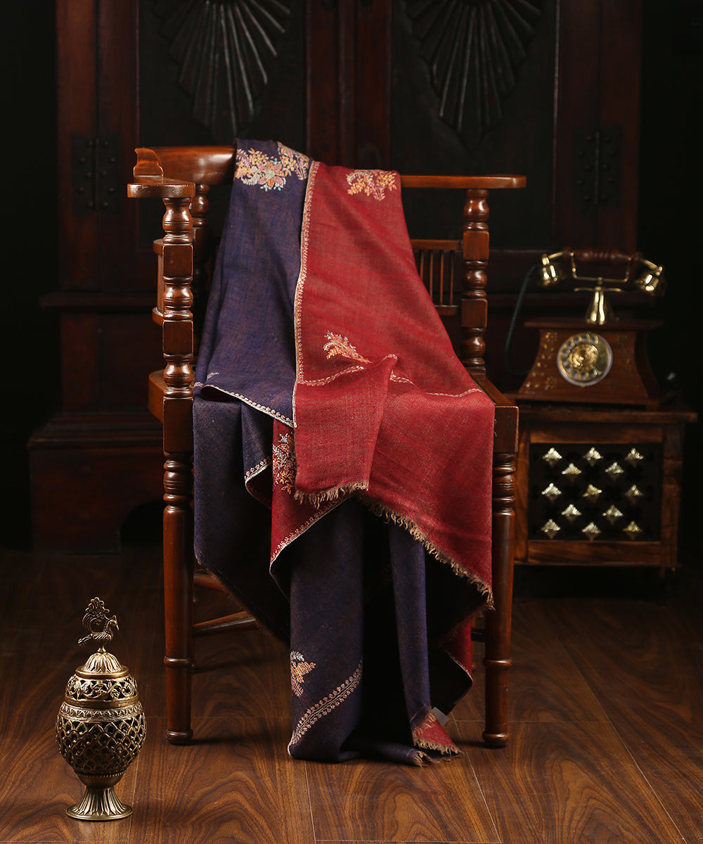 Blue_and_Maroon_Double_sided_Handwoven_Pure_Pashmina_Shawl_with_Floral_Embroidery_WeaverStory_01
