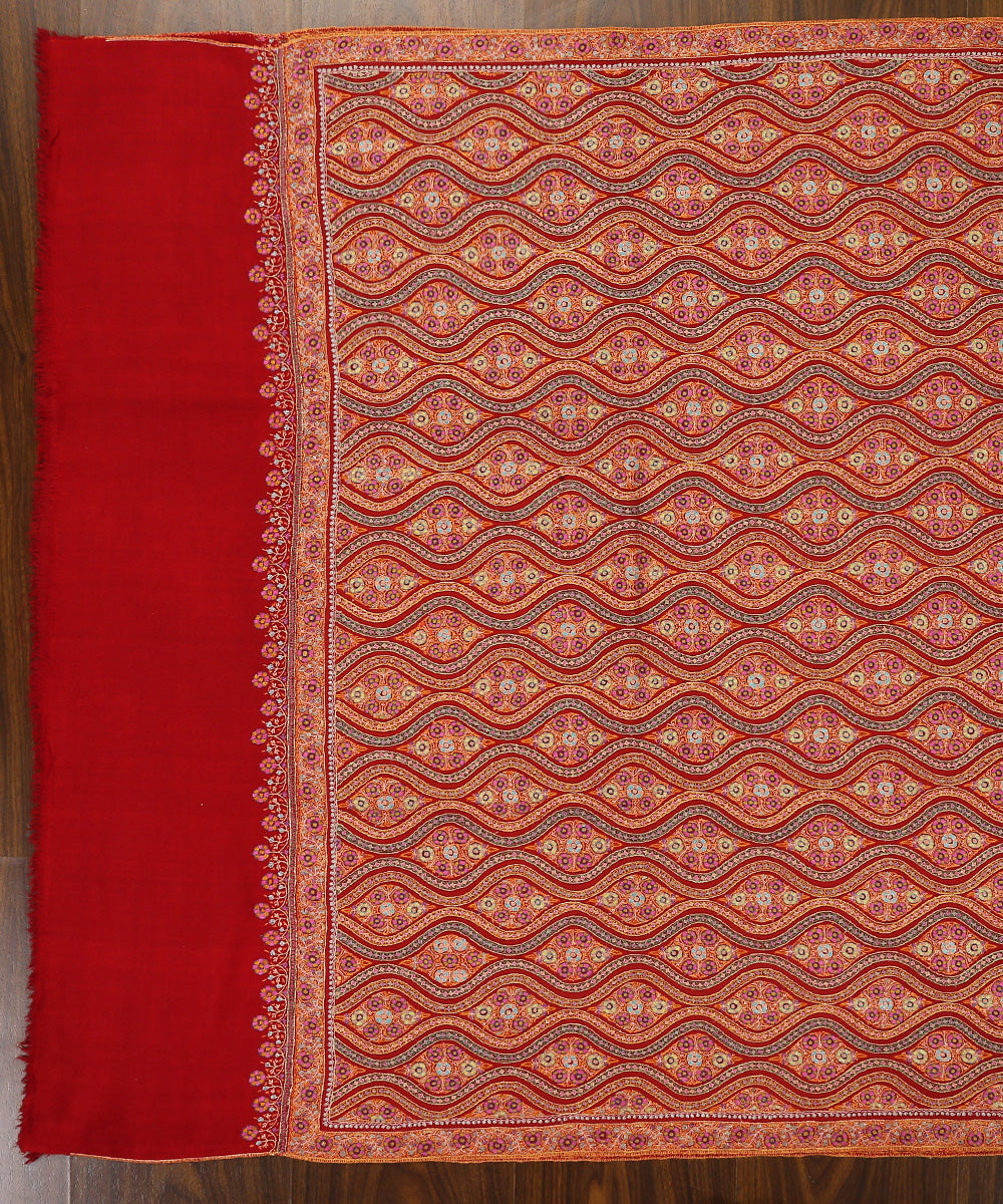 Maroon_Border_Handwoven_Pure_Pashmina_Stole_with_Paper_Mache_and_Baharan_Design_WeaverStory_04