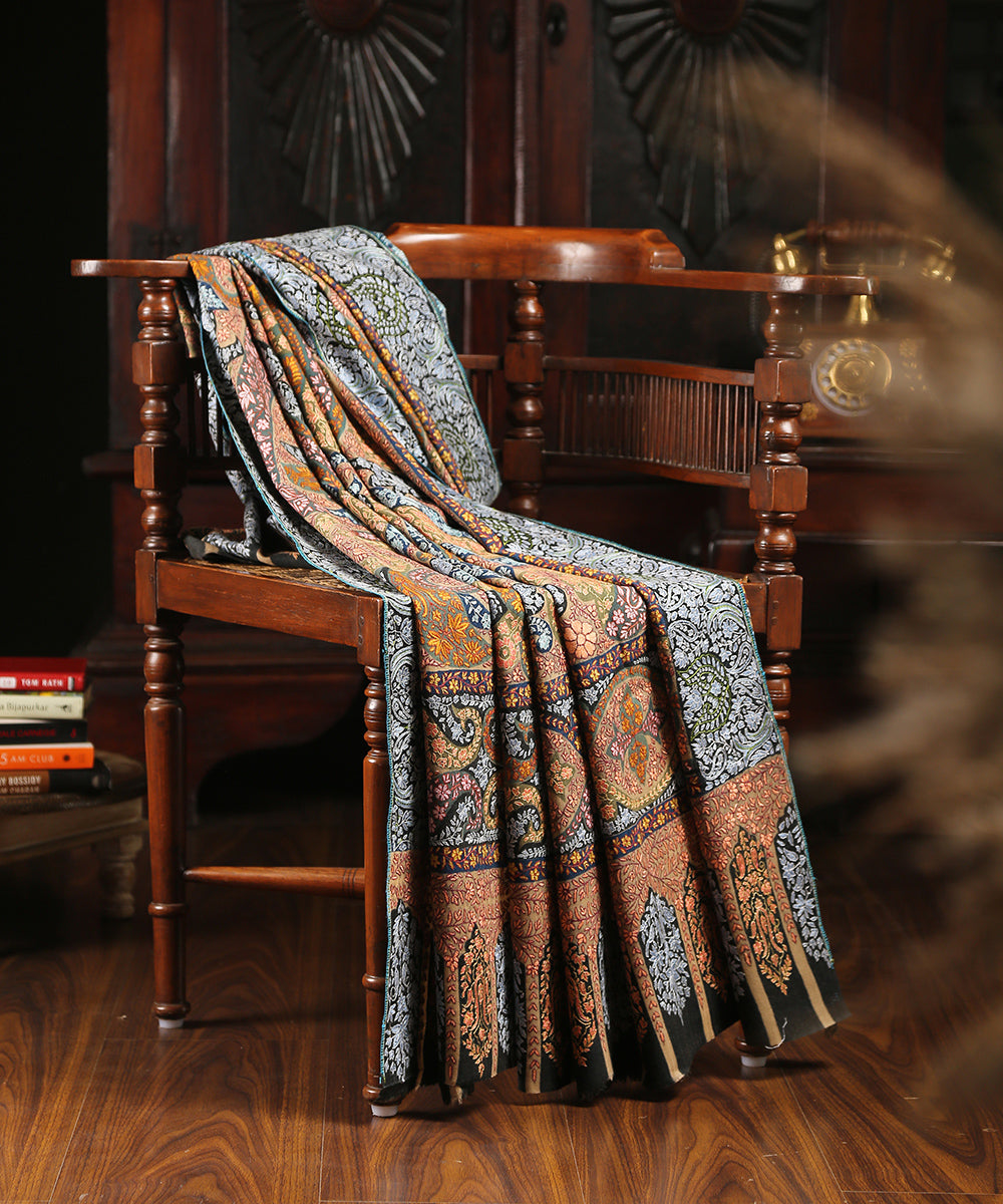 Handwoven_Brown_Pure_Pashmina_Shawl_With_Kalamkari_WeaverStory_01