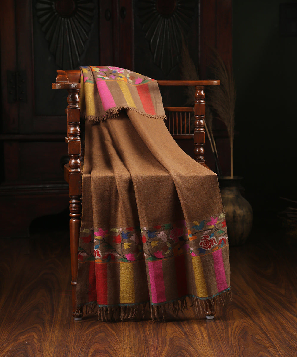 Brown_Handwoven_Double_Shade_Pure_Pashmina_Kani_Pala_Shawl_WeaverStory_01