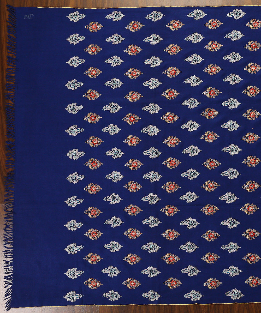 Blue_Handwoven_Shawl_With_Hand_Embroidered_Booti_Design_WeaverStory_02