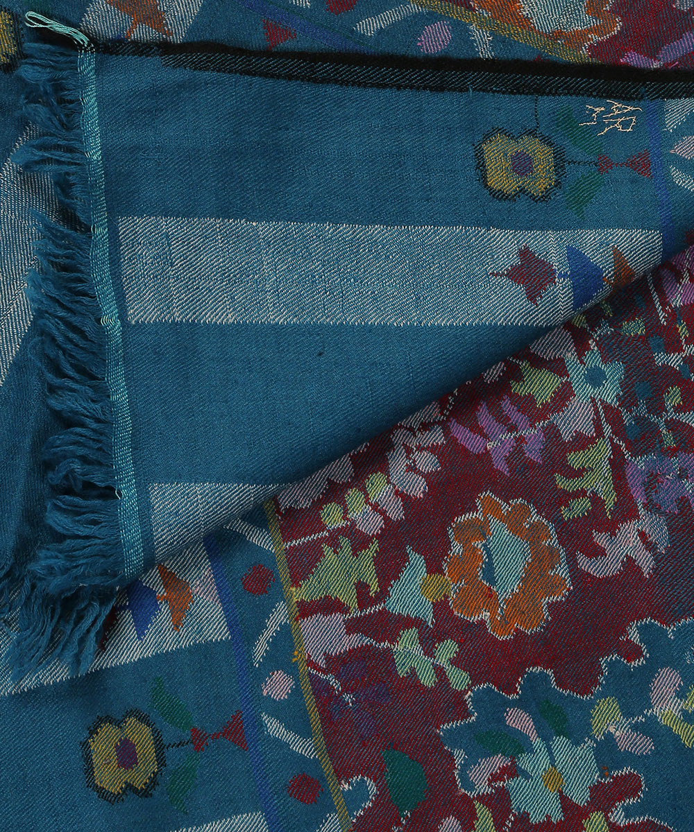Teal_Blue_Handwoven_Pure_Pashmina_Shawl_With_Kani_Work_WeaverStory_04