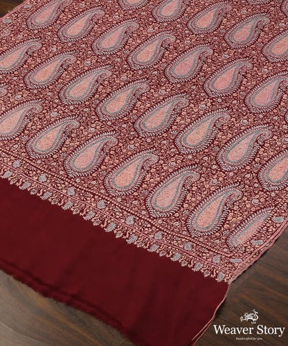 Maroon_Handwoven_Jamawar_Pure_Pashmina_Shawl_With_Heavy_Soznikari_Work_WeaverStory_03