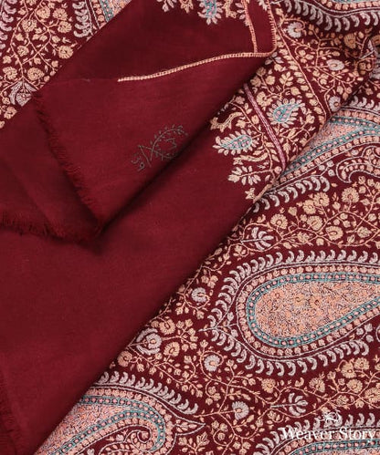 Maroon_Handwoven_Jamawar_Pure_Pashmina_Shawl_With_Heavy_Soznikari_Work_WeaverStory_04
