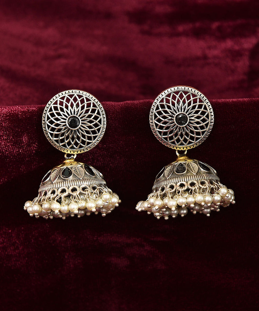 Sadhi_Handcrafted_Pure_Silver_Jhumki_With_Pearl_Tassel_WeaverStory_02