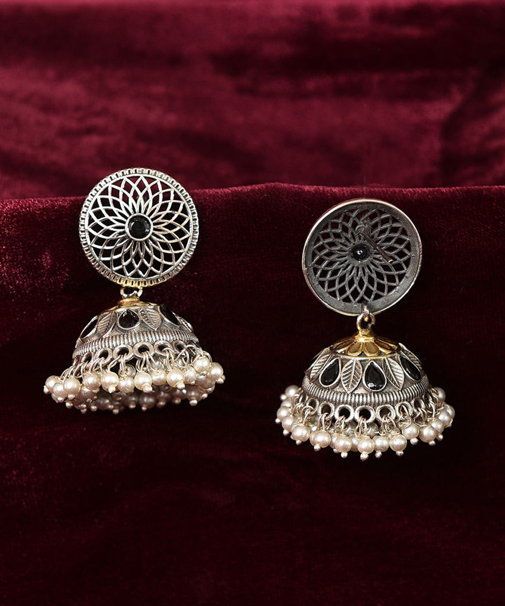 Sadhi_Handcrafted_Pure_Silver_Jhumki_With_Pearl_Tassel_WeaverStory_03