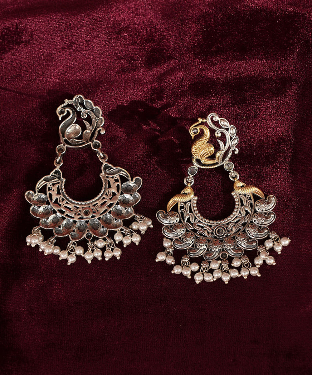 Joti_Handcrafted_Pure_Silver_Earrings_With_Peacock_Motifs_WeaverStory_03