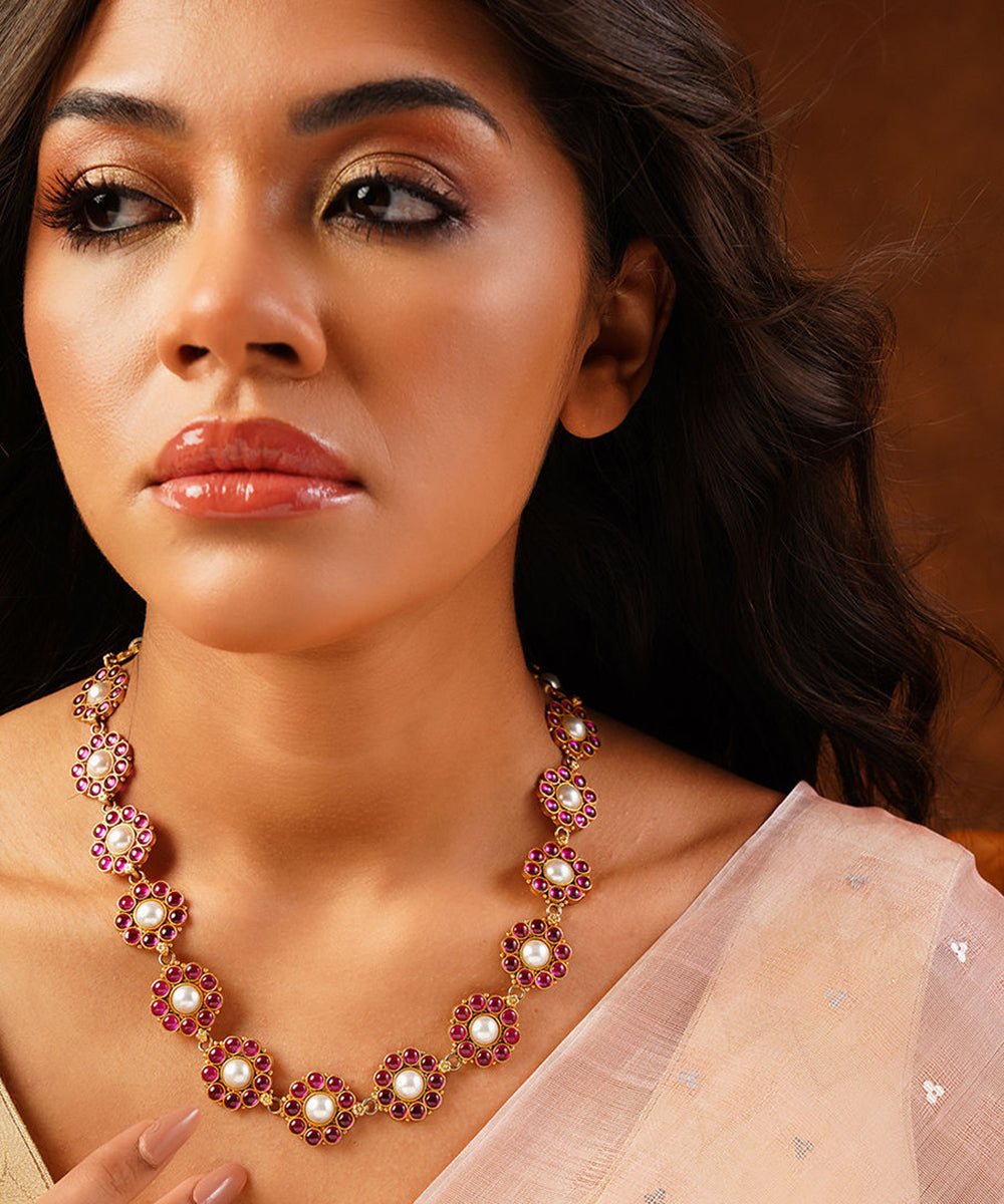 Rupjit_Handcrafted_Pure_Silver_Necklace_With_Pearls_And_Kundan_WeaverStory_01