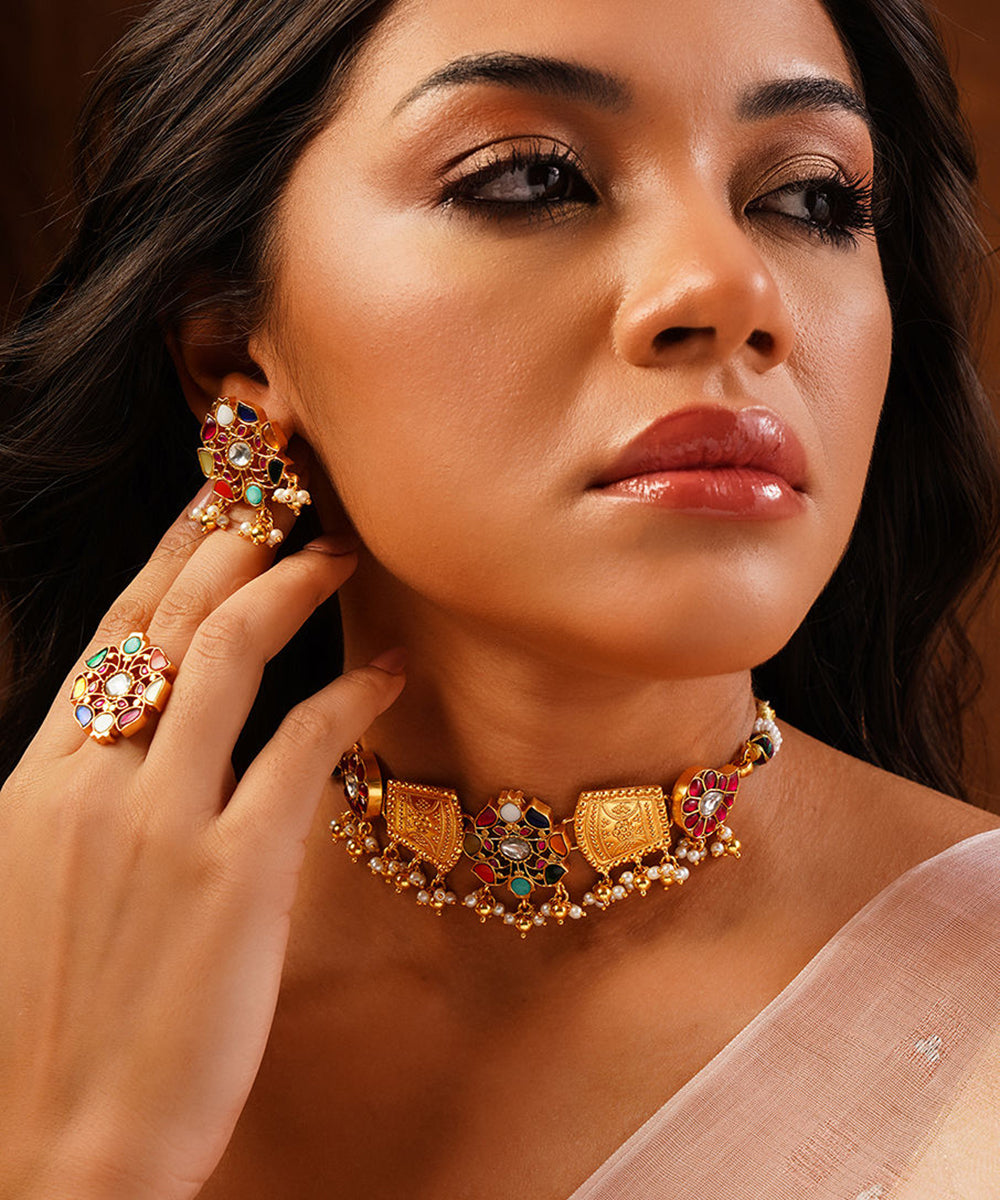 Nripan_Handcrafted_Pure_Silver_Necklace_With_Ring_WeaverStory_01