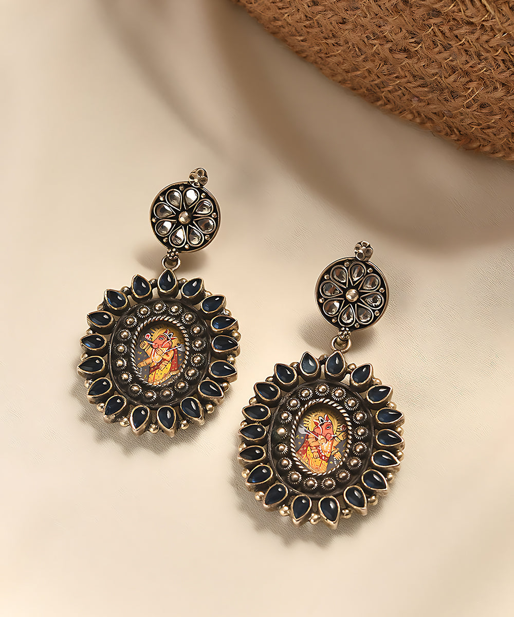 Elam_Handcrafted_Pure_Silver_Earrings_With_Sapphire_WeaverStory_01