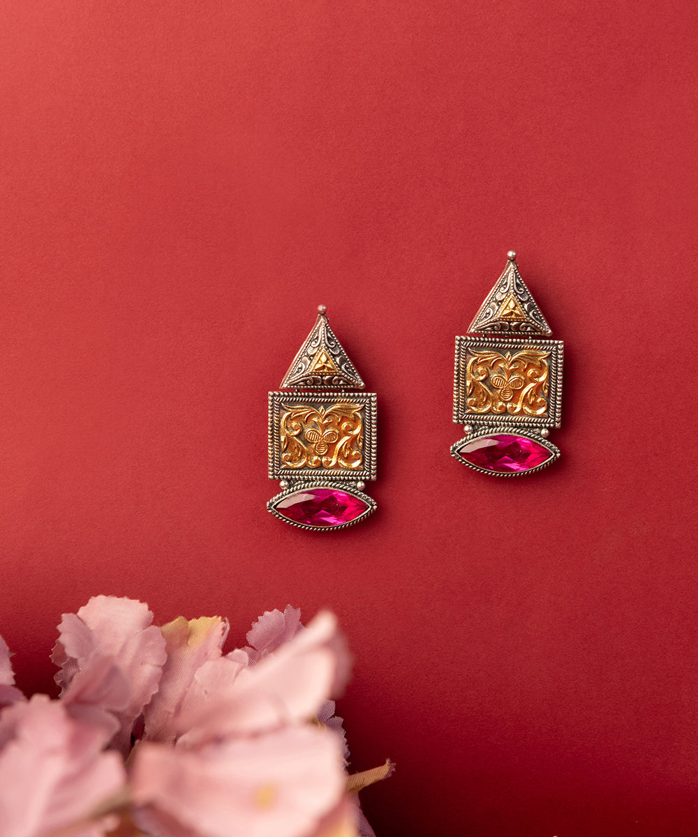 Timsy_Handcrafted_Oxidised_Pure_Silver_Earrings_With_Kemstones_WeaverStory_01