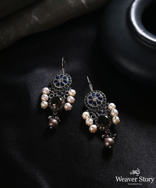 Aabha_Handcrafted_Oxidised_Earrings_In_Pure_Silver_WeaverStory_01