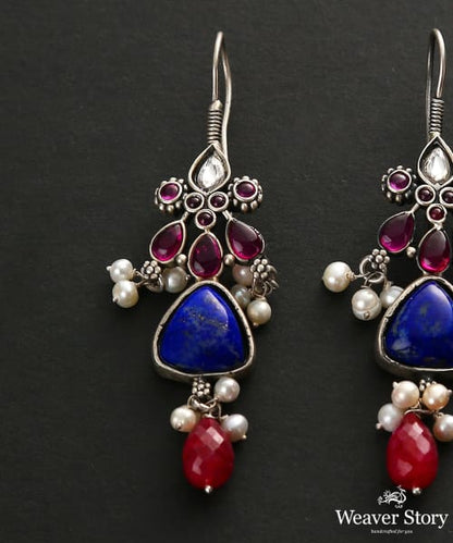 Adita_Blue_And_Pink_Pure_Silver_Earrings_WeaverStory_03