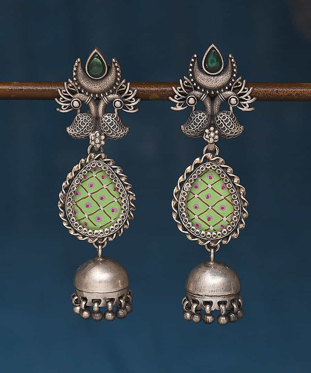 Minaal_Handcrafted_Oxidised_Pure_Silver_Earrings_With_Stone_WeaverStory_01
