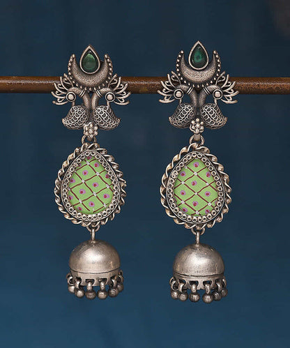 Minaal_Handcrafted_Oxidised_Pure_Silver_Earrings_With_Stone_WeaverStory_01