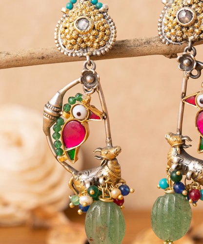 Inaya_Multicoloured_Dangler_Handcrafted_Pure_Silver_Earrings_With_Stones_And_Pearls_WeaverStory_02