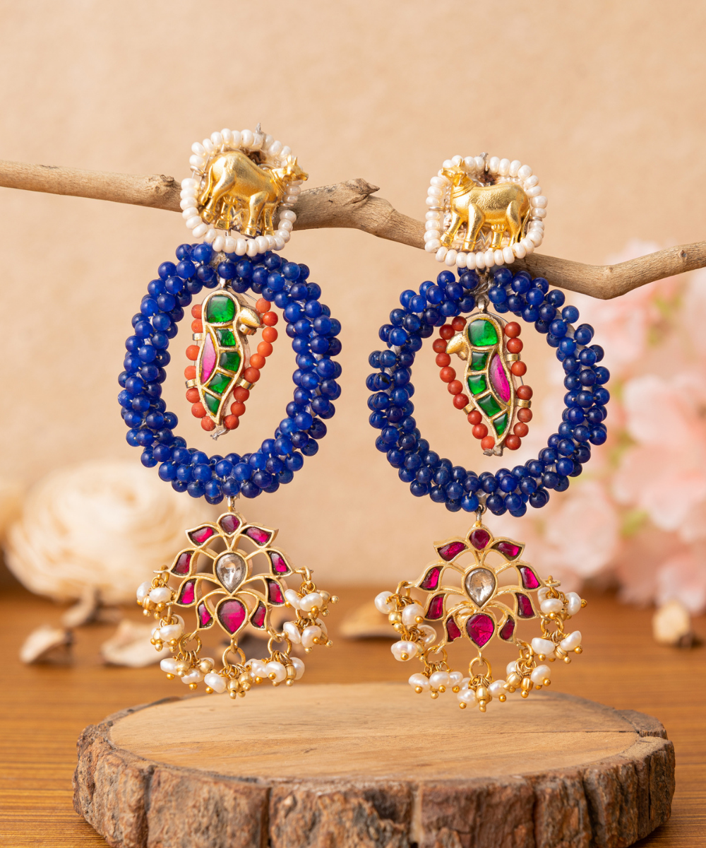 Aimen_Multicoloured_Handcrafted_Pure_Silver_Earrings_With_Stones_And_Pearls_WeaverStory_01