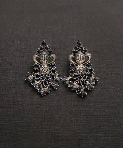 Pure_Silver_Oxidised_Earrings_With_Blue_Sapphires_WeaverStory_02