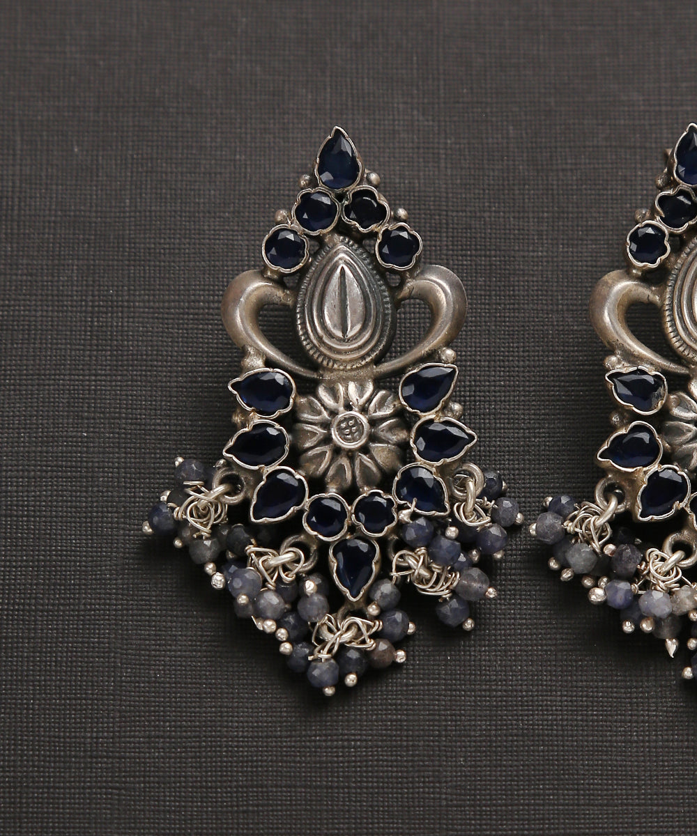 Pure_Silver_Oxidised_Earrings_With_Blue_Sapphires_WeaverStory_03
