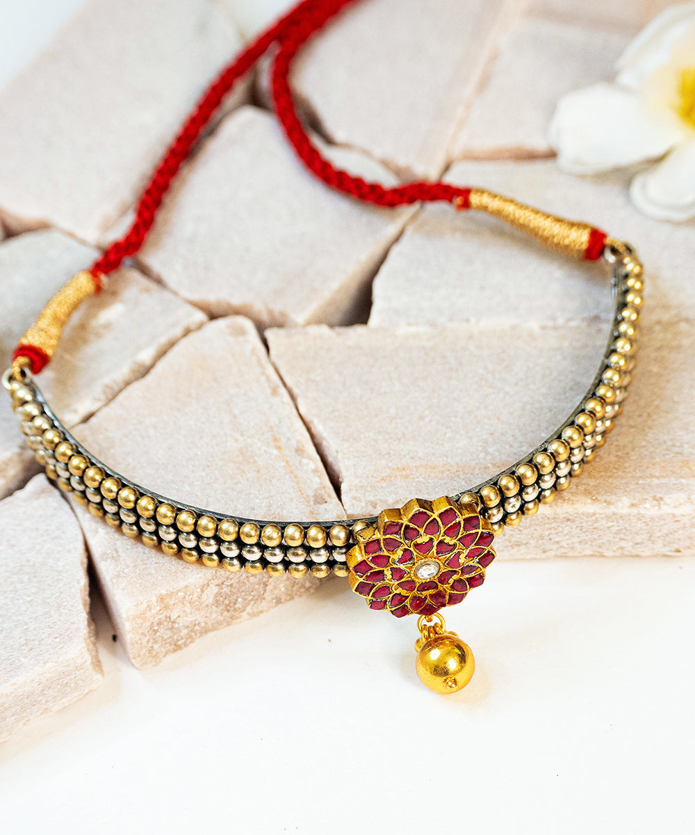 Minaal_Handcrafted_Oxidised_Pure_Silver_Necklace_With_Kundan_WeaverStory_01