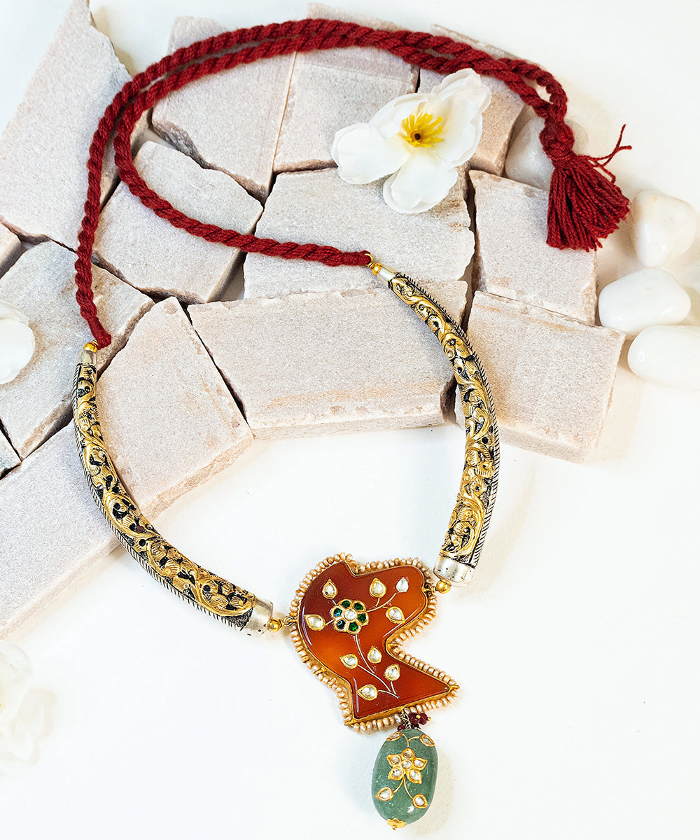 Aysa_Handcrafted_Oxidised_Pure_Silver_Necklace_With_Kundan_WeaverStory_01