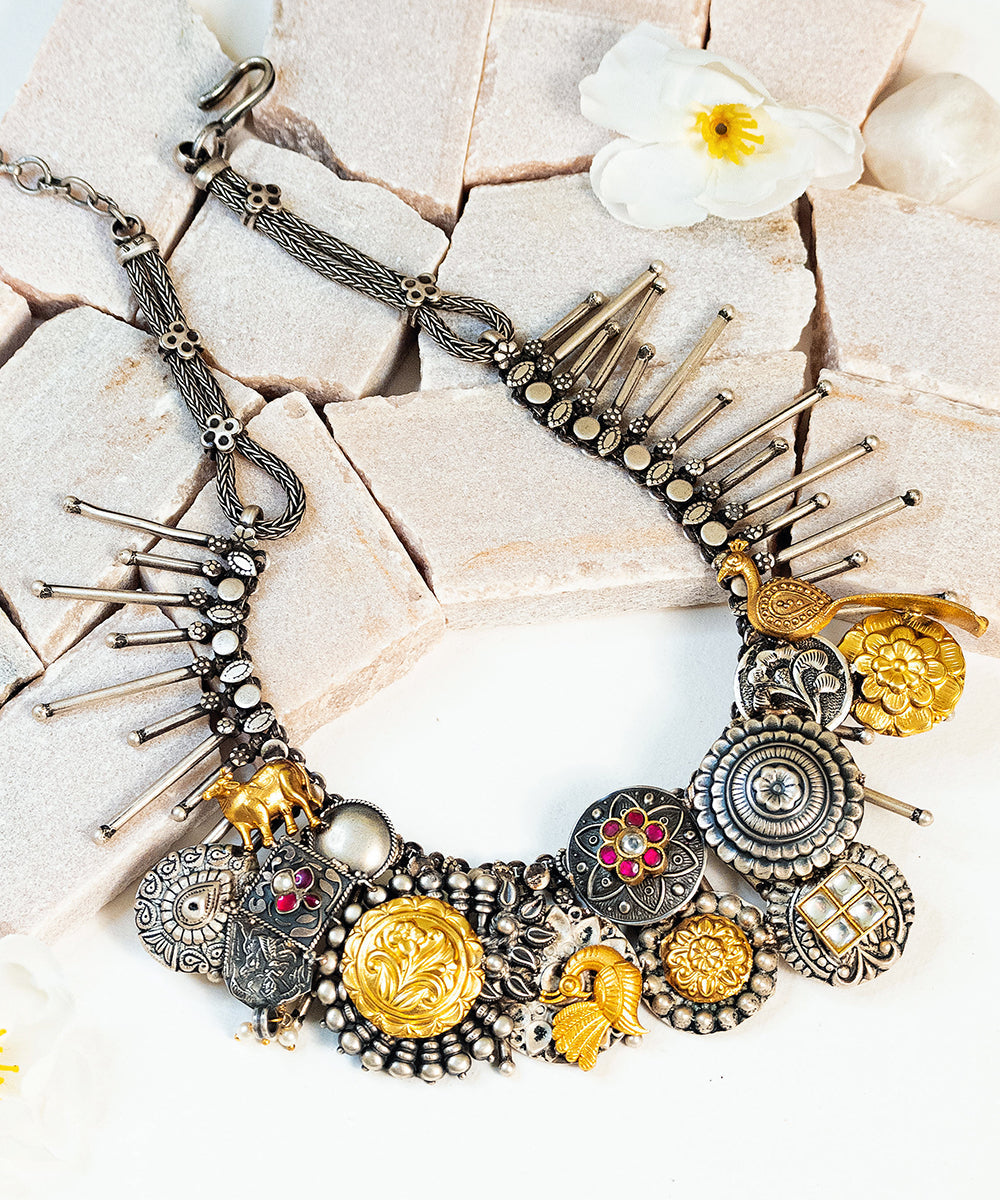 Anoud_Handcrafted_Oxidised_Pure_Silver_Necklace_With_Kundan_WeaverStory_01