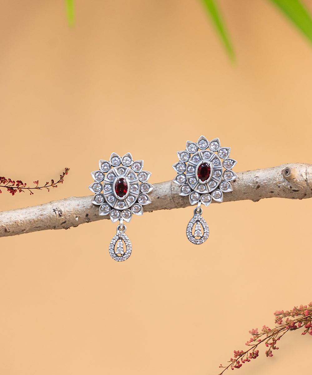 Anika_Handcrafted_Oxidised_Pure_Silver_Earrings_With_Pearls_And_Stones_WeaverStory_01