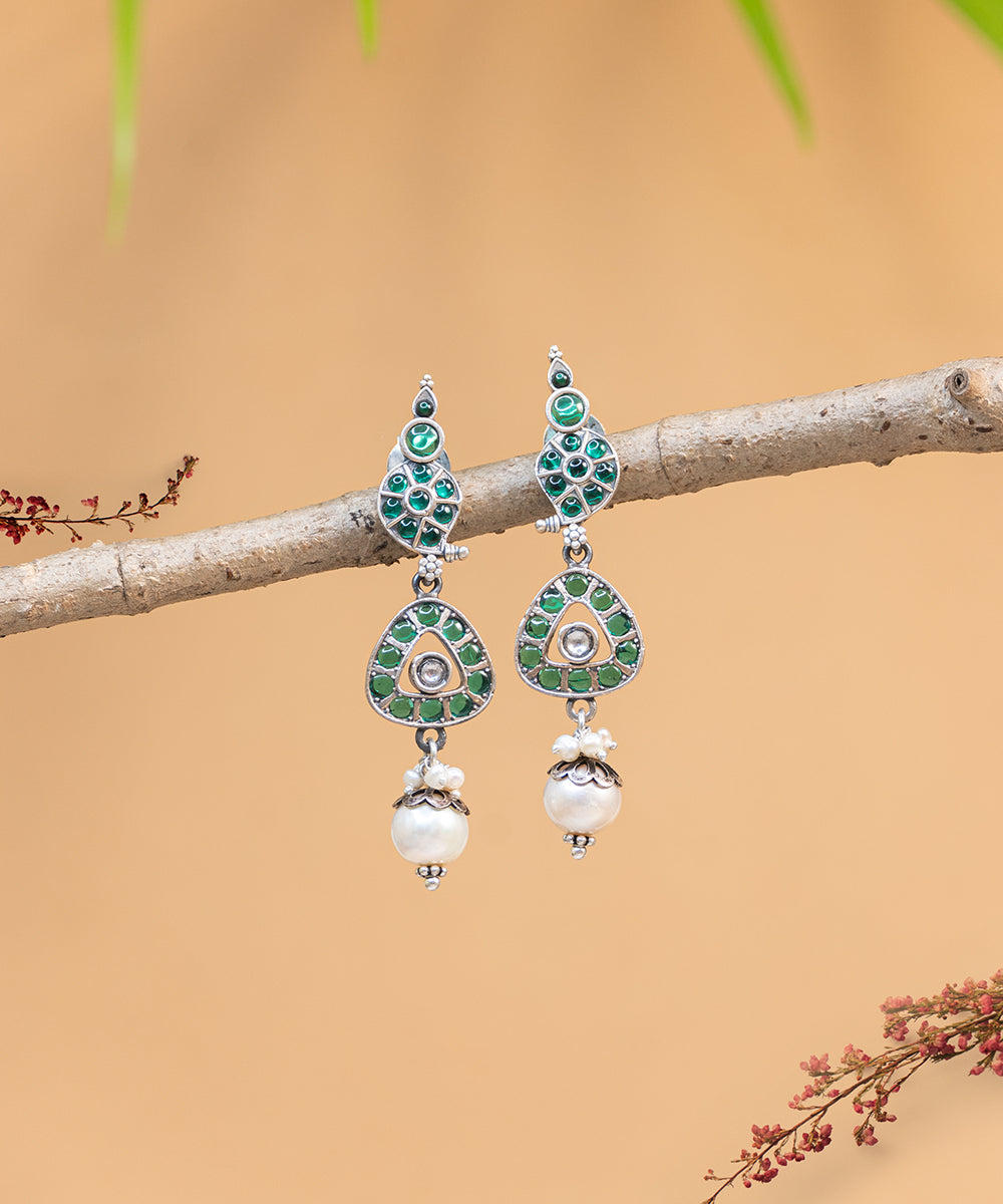 Tanveer_Handcrafted_Oxidised_Pure_Silver_Earrings_With_Stones_And_Pearls_WeaverStory_01