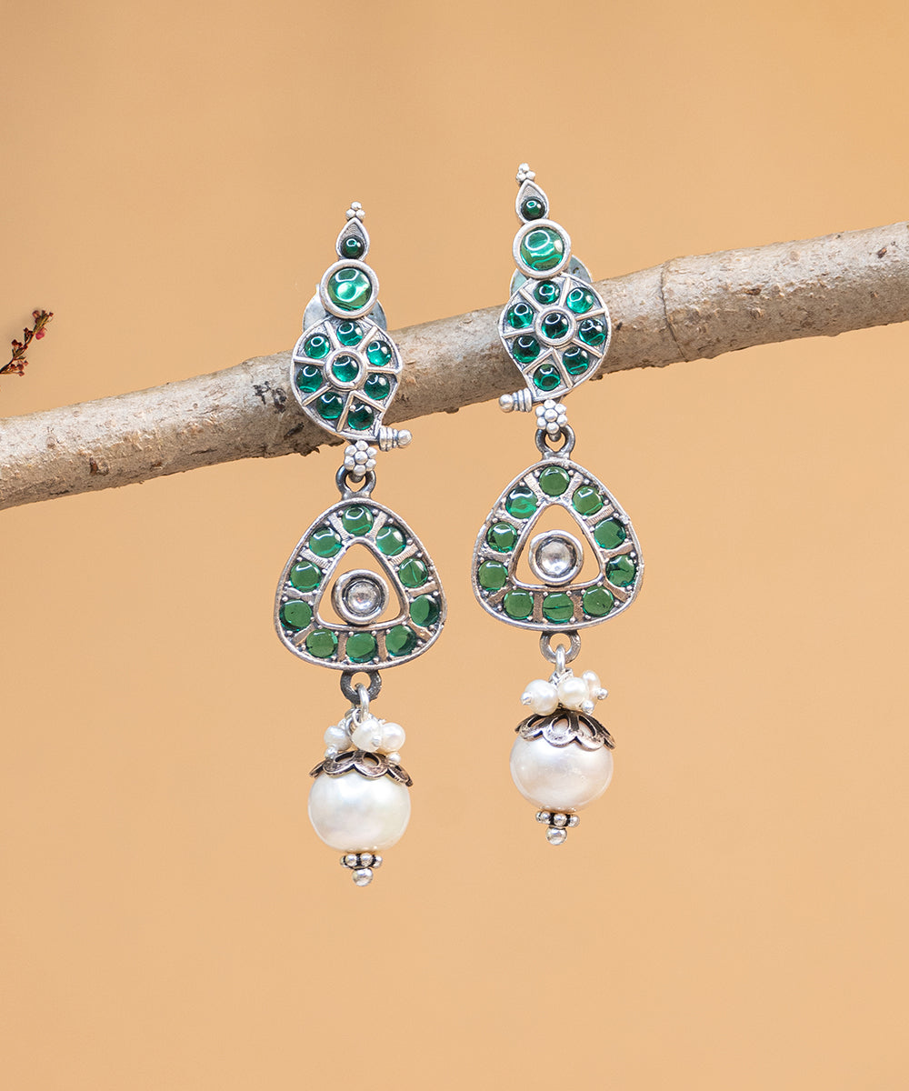 Tanveer_Handcrafted_Oxidised_Pure_Silver_Earrings_With_Stones_And_Pearls_WeaverStory_02