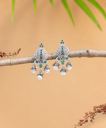 Atiqa_Handcrafted_Oxidised_Pure_Silver_Earrings_With_Pearls_And_Stones_WeaverStory_01